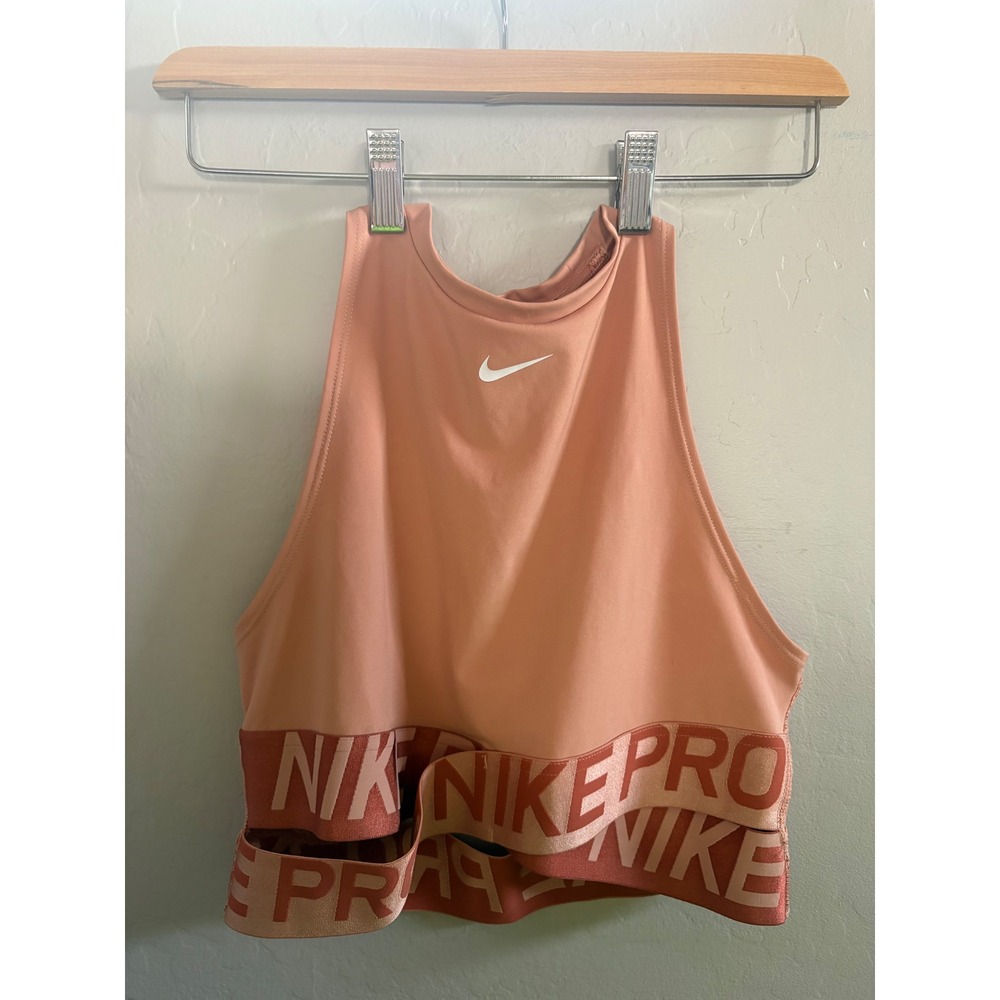 Nike Pro Women's Medium Cropped Training Tank Top Blush Pink NWT Dri-FIT